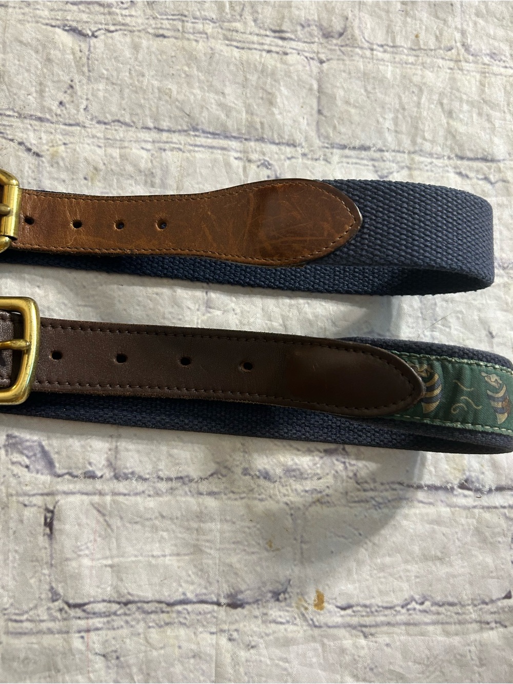 VINEYARD VINES SOLID BRASS BUCKLE NAVY/GREEN DETAILS & AMERICAN EAGLE NAVY BELT - Picture 12 of 16